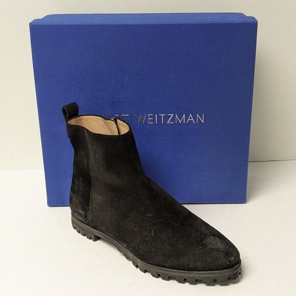 Stuart Weitzman Riley Ankle Boots, Black Suede, Women's 7 M - Picture 1 of 8